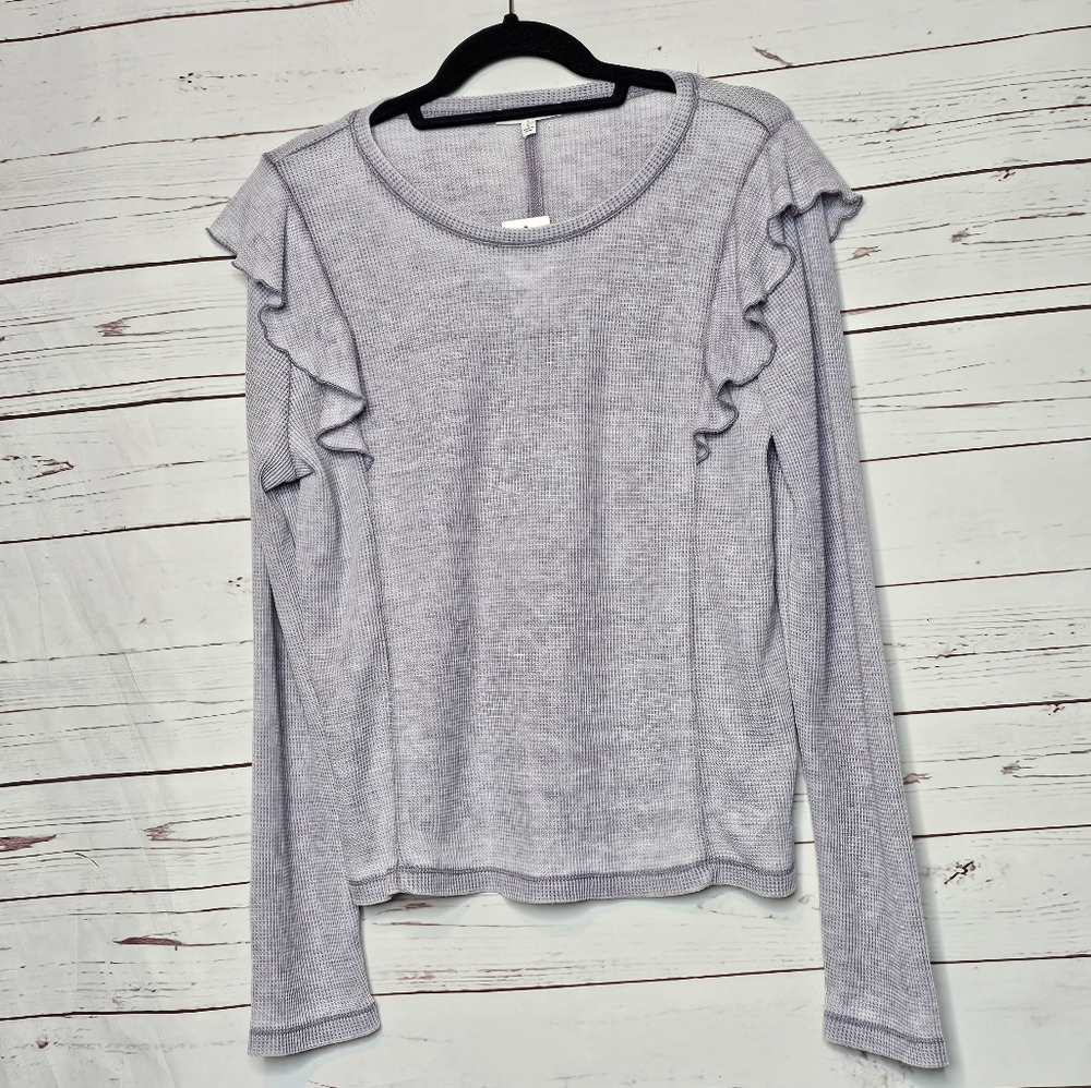 Splendid Lavender Thermal Ruffled Tee